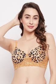 Animal Print Lace Bra in Nude Colour