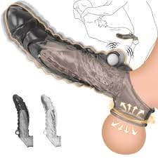 Bullet Vibrator Ring Clear Cock Ring Extender Reusable Penis Sleeve Ultra-Soft Enlarger for Couples Vibrating Dildo Sex Toys Men