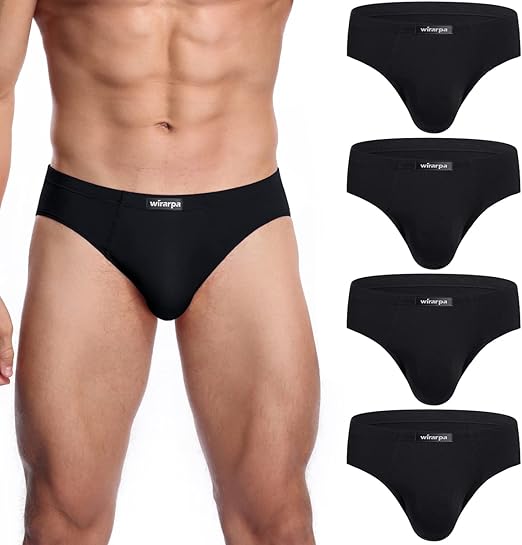 Visit the wirarpa Store wirarpa Men's Underwear Modal Microfiber Briefs No Fly Covered Waistband Silky Touch Underpants 4 Pack