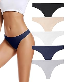 FINETOO 7 Pack Womens Thongs Underwear Cotton Breathable