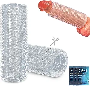 Extension Reusable Condom Penis Sleeve Male Enlargement Time Delay Spike Clit Massager Cover Crystal Clear Adult Sex Toy in Pakistan