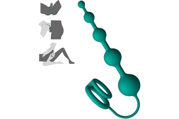 Anal Beads Butt Plug with Penis Cock Rings Adult Anal Sex Toys for Women Men, Flexible Silicone Anal Plug Prostate Massager Graduated Design Bullet G Spot Stimulor for Couples Play-Green