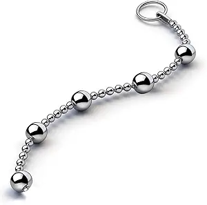 Metal Anal Balls with 5 Solid Stainless Steel Anal Beads Plug Masturbator | Stainless steel 5 bead anal balls with pull ring. Graduated beads. Suitable for anal prostate or vaginal masturbation.
