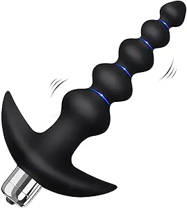 Vibrating Anal Beads Butt Plug YOSPOSS Flexible Silicone 16 Vibration Modes Graduated Design Anal Sex Toy Waterproof Bullet Vibrator for Men, Women and Couples