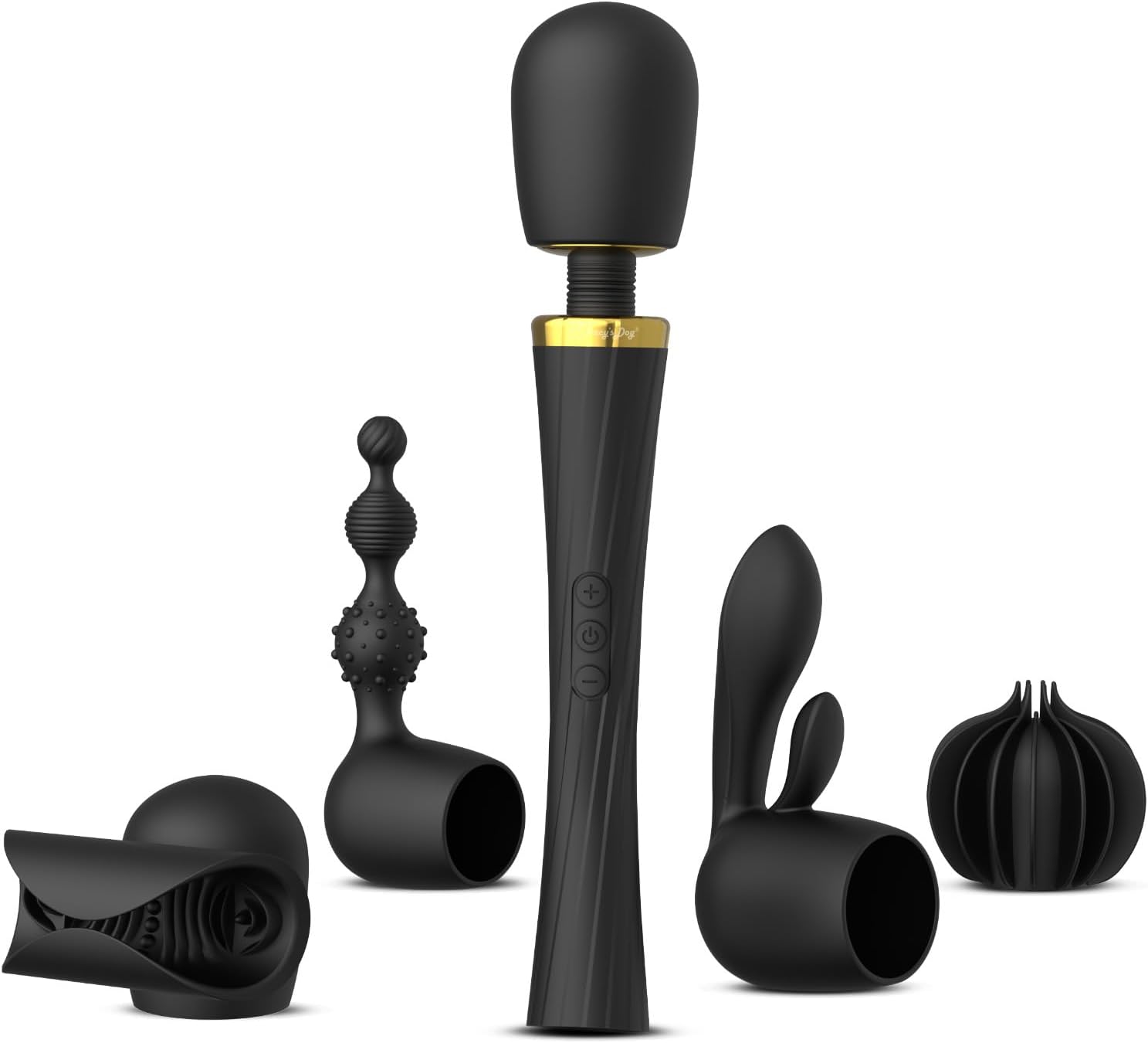 Tracy's Dog Wand Vibrator Kit, Cordless Massager with 4 Silicone Attachments for Clitoral, G-Spot, Anal & Penis Stimulation, Adult Sex Toys Sets with 3 Speeds & 5 Patterns for Couples & Women Pleasure