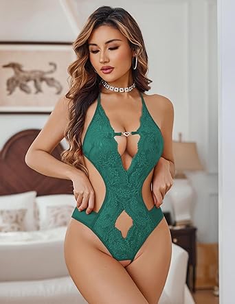 Avidlove Lingerie for Women Lace Sexy Bodysuit One Piece Teddy Babydoll Sleepwear Dee-V Neck Chemise Nightgowns