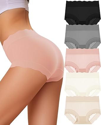 Full Coverage Stretch High Waisted Panties Women's Underwear Soft Ladies Briefs 5 pack