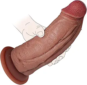 10 Inch Thick Dildo, 2.6" Diameter Dual Density Silicone Girthy Dildo | No Balls Design, Realistic Veined Texture, Strong Suction Cup Base for Hands-Free Use, G-Spot Play and Anal Training