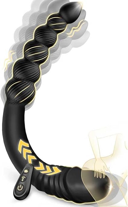 13.77" Thrusting Dildo Vibrator Anal Beads, Curved G Spot Anal Dildo Butt Plug with 9 Vibrating & Thrusting Adult Anal Toys Women Sex Toys, Remote Control Twin Explorer Play for All Experience Levels