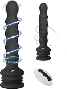 Porinda Prostate Massager Dildo, Anal Male Vibrator Adult Sex Toys | Wriggling Rotating Vibrating, Anal Butt Plug for Men Women Couples, Suction Cup, Remote Control, 7 Modes, Anal Beads