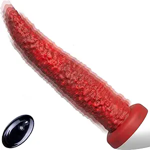 Tusuuo Realistic Monster Tongue Thrusting Dildo Vibrator Sex Toys 9.5'' Red | Big Fantasy Dildo with 10 Vibrating 3 Thrust Modes, Remote Control Strong Suction Cup, Anal Plug Penis Dildos for Women Men
